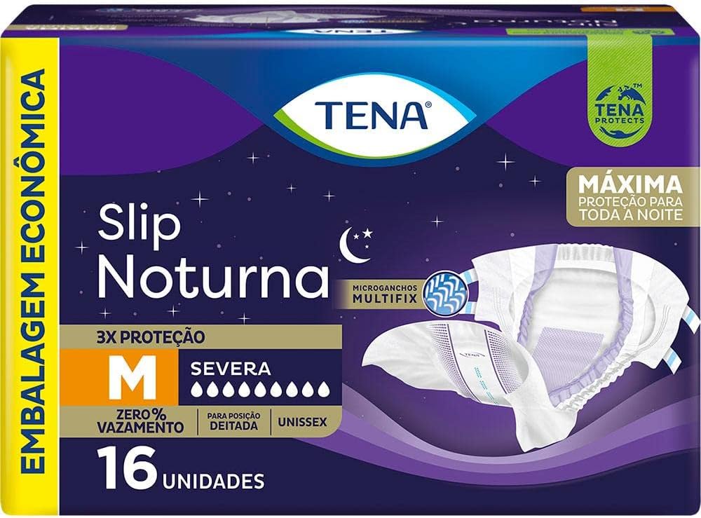 Tena Slip Noturna - Fralda Geriátrica para Incontinência Urinária M - 16 Unidades