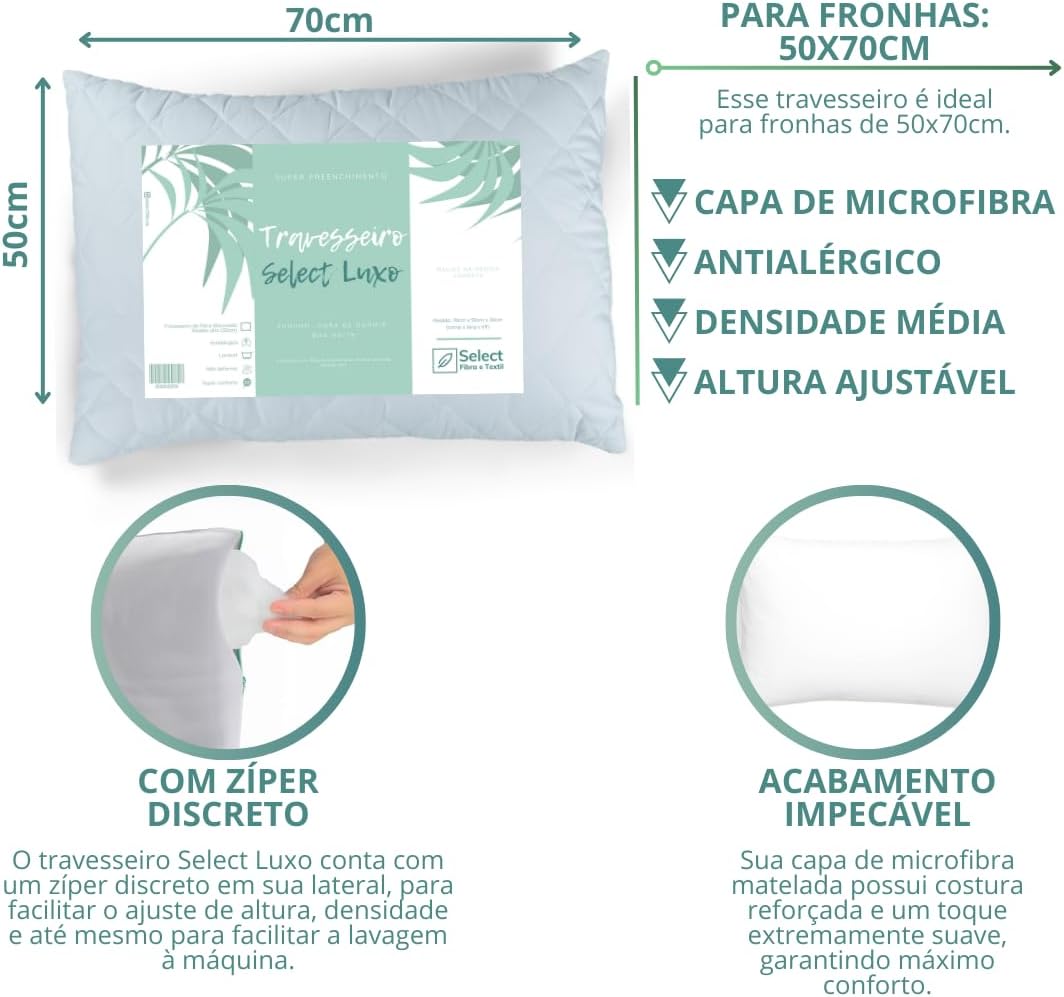 Travesseiro Antialérgico de Fibra de Silicone com Altura Ajustável — foto 2